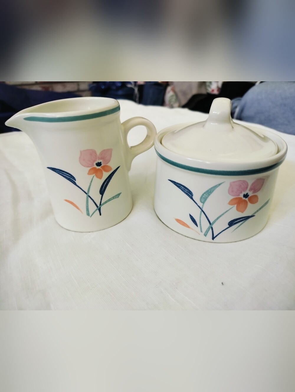 Vintage Studio Nova "Primavera" Creamer and Lidded Sugar Bowl Set - Floral Japan
